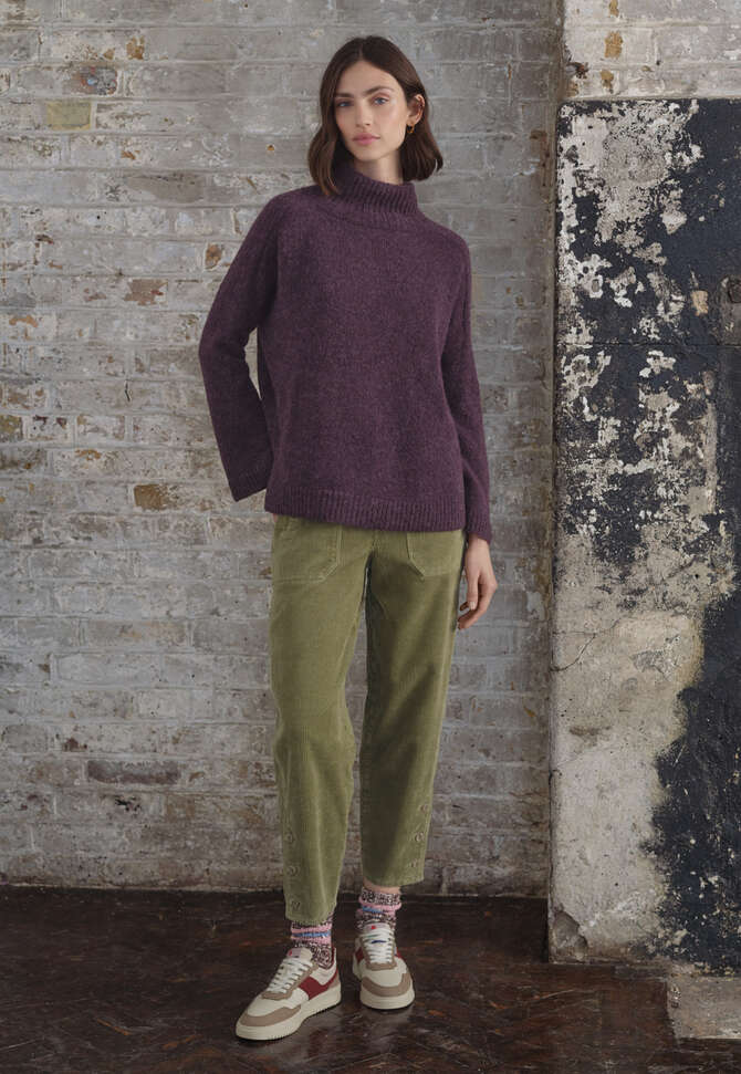 High-neck sweater, Aubergine, completeTheLook