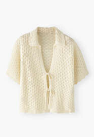 Tie-front sweater, Ivory, webstill