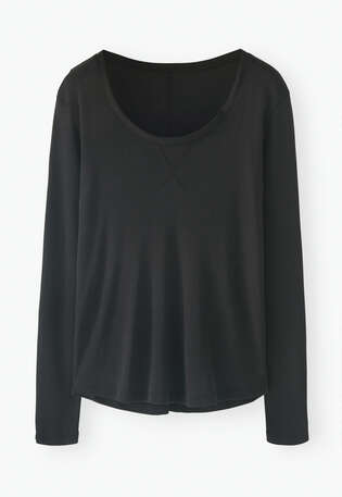 Scoop-neck top, Black, webstill