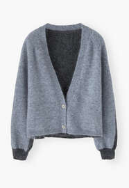 V-neck cardigan, Blue slate, webstill