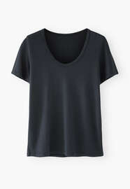 Scoop-neck T-shirt, Dark ink, webstill