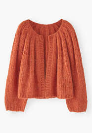 Hand-knit cardigan, Chilli orange, webstill