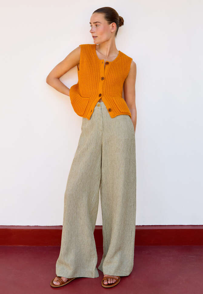 Sleeveless cardigan, Saffron, completeTheLook