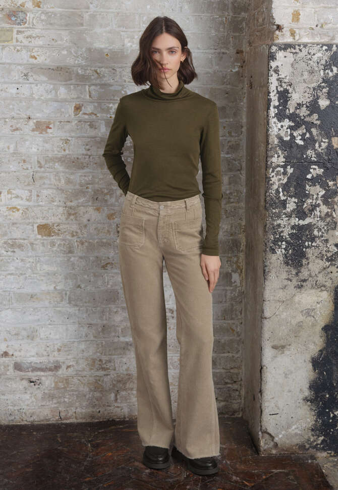 High-neck top, Green khaki, completeTheLook