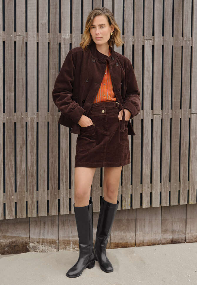 Short cord skirt, Dark chocolate, completeTheLook