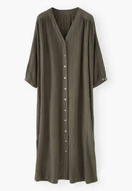 Button-through dress, Dark khaki, webstill