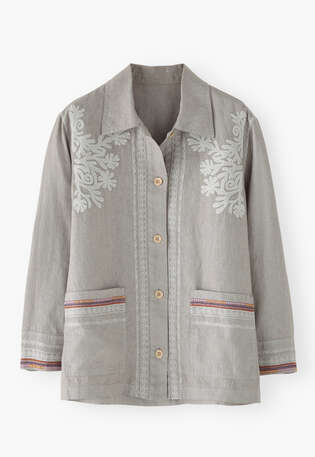 Embroidered jacket, Light grey, webstill