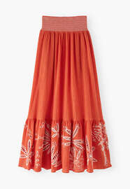 Cutwork skirt, Vermillion, webstill