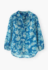 Collarless printed blouse, Electric blue, webstill