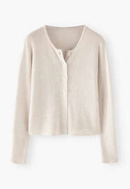 Waffle-stitch cardigan, Ecru, webstill