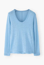 Long-sleeved scoop-neck top, Sky blue, webstill