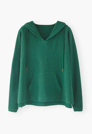 V-neck hoodie, Bright emerald, webstill