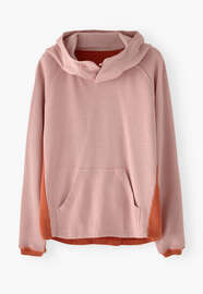 Panelled hoodie, Rose papaya, webstill