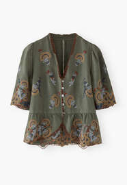 Cropped cutwork blouse, Pine, webstill