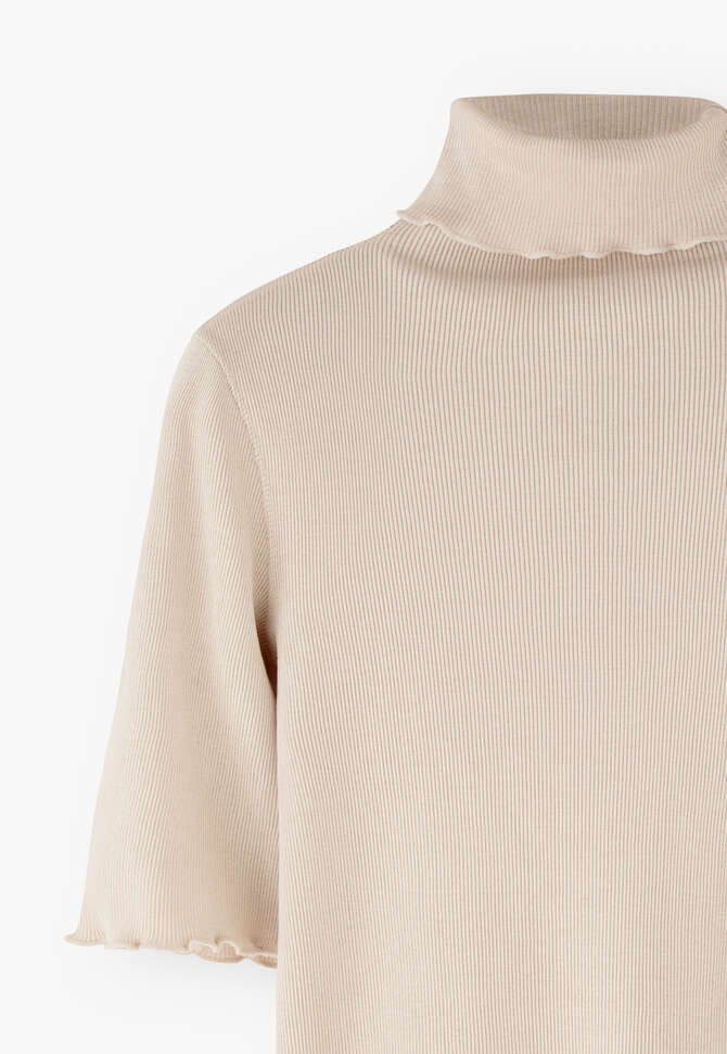 Ribbed roll-neck top, Warm ecru, completeTheLook