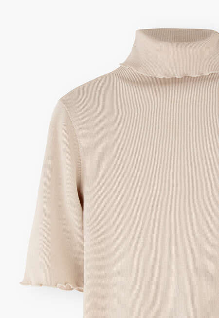 Ribbed roll-neck top, Warm ecru, completeTheLook