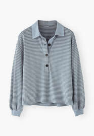 Striped collared top, Dusty chambray, webstill