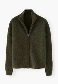 Zip-up sweater, Dark olive, webstill