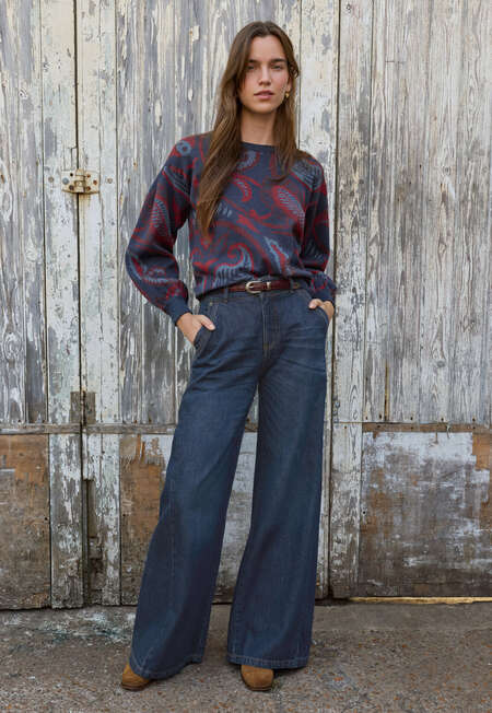 Jacquard sweater, Ink raspberry, completeTheLook