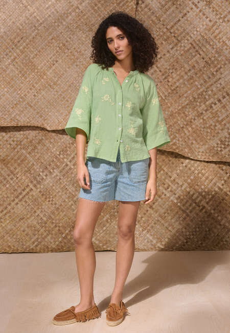 Embroidered blouse, Pistachio mint, completeTheLook