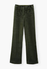 Velvet wide-leg trousers, Khaki, webstill