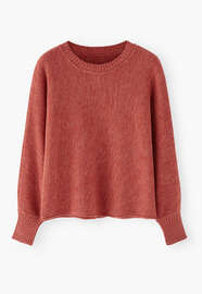 Moss-stitch sweater, Soft red, webstill