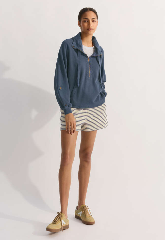 Funnel-neck sweatshirt, Dark denim, completeTheLook