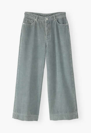 Wide-leg cord trousers, Washed teal, webstill