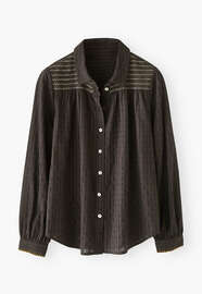 Shirring-detail shirt, Charcoal, webstill