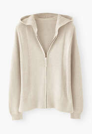 Knitted hoodie, Ecru, webstill