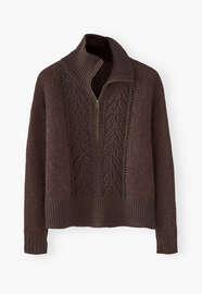 Zip-neck sweater, Dark brown, webstill
