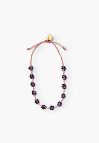Beaded flower bracelet, Pink cobalt, webstill