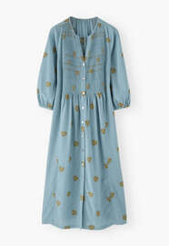 Clipped jacquard dress, Washed blue, webstill