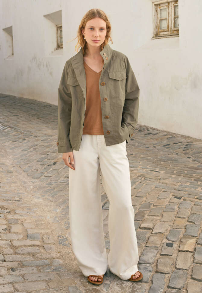 Wide cropped jacket, Khaki, completeTheLook