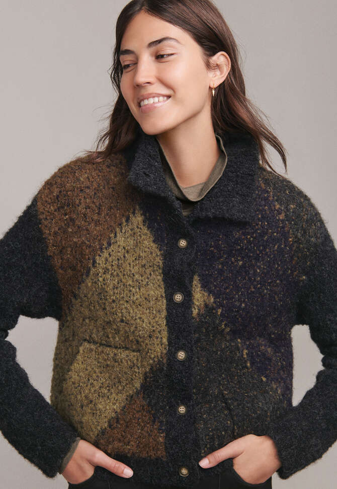 Boucl&eacute; jacket, Charcoal earth, completeTheLook