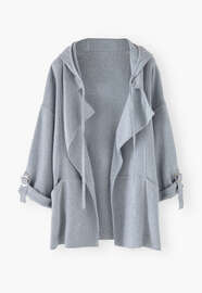Knitted hooded jacket, Washed chambray, webstill