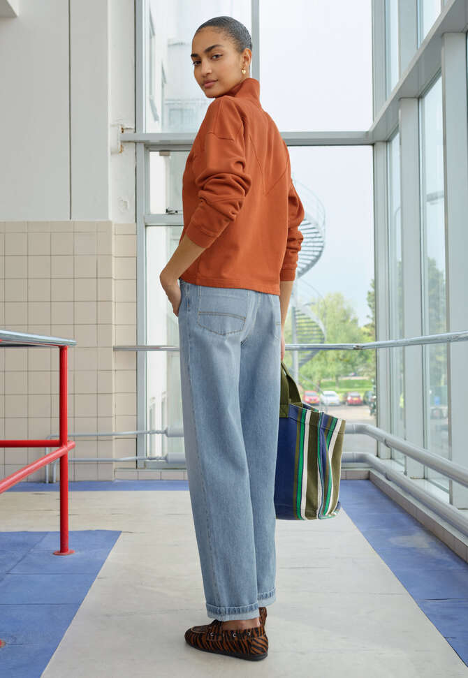 Funnel-neck sweatshirt, Burnt orange, completeTheLook