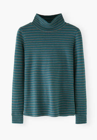 Striped roll neck, Deep teal, webstill