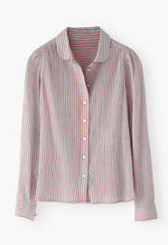 Crinkle striped blouse, Sky red, webstill