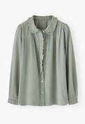Cord pleated blouse, Dusty duck egg, webstill
