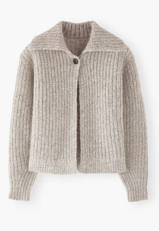 Rib-stitch cardigan, Soft smoke marl, webstill