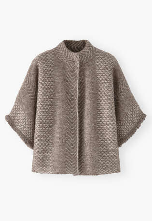 Herringbone-stitch poncho, Grey mink, webstill