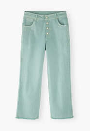 Straight-leg let-down hem jeans, Washed jade, webstill