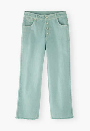 Straight-leg let-down hem jeans, Washed jade, webstill