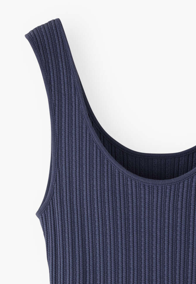 Lace-rib vest, Washed indigo, completeTheLook