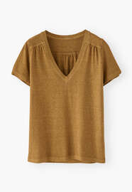 V-neck top, Ochre brown, webstill