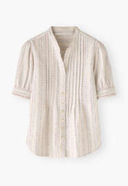 Striped short-sleeve shirt, White crimson, webstill