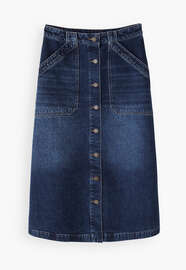 Denim button-front skirt, Dark mid vintage, webstill