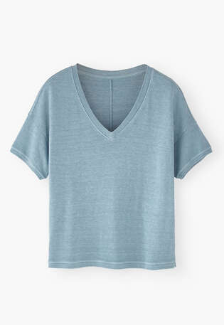 V-neck T-shirt, Chambray, webstill
