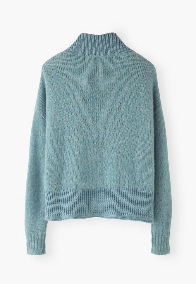 Zip-neck sweater, Aqua, completeTheLook